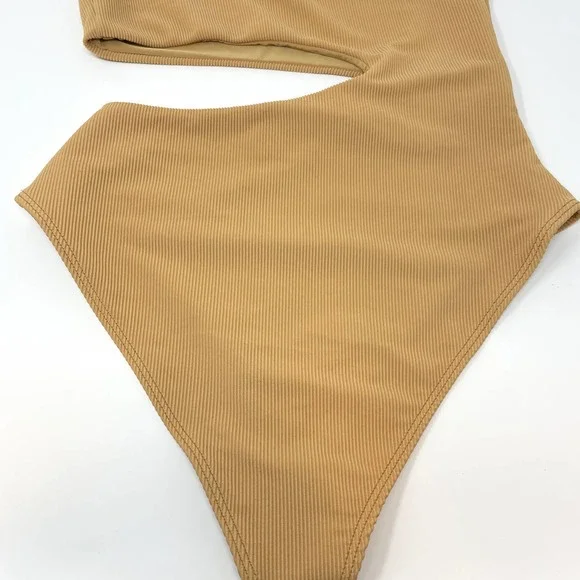 Beach Riot Celine Ribbed One Piece Bathing Suit In Golden Sands Small New - Picture 8 of 11